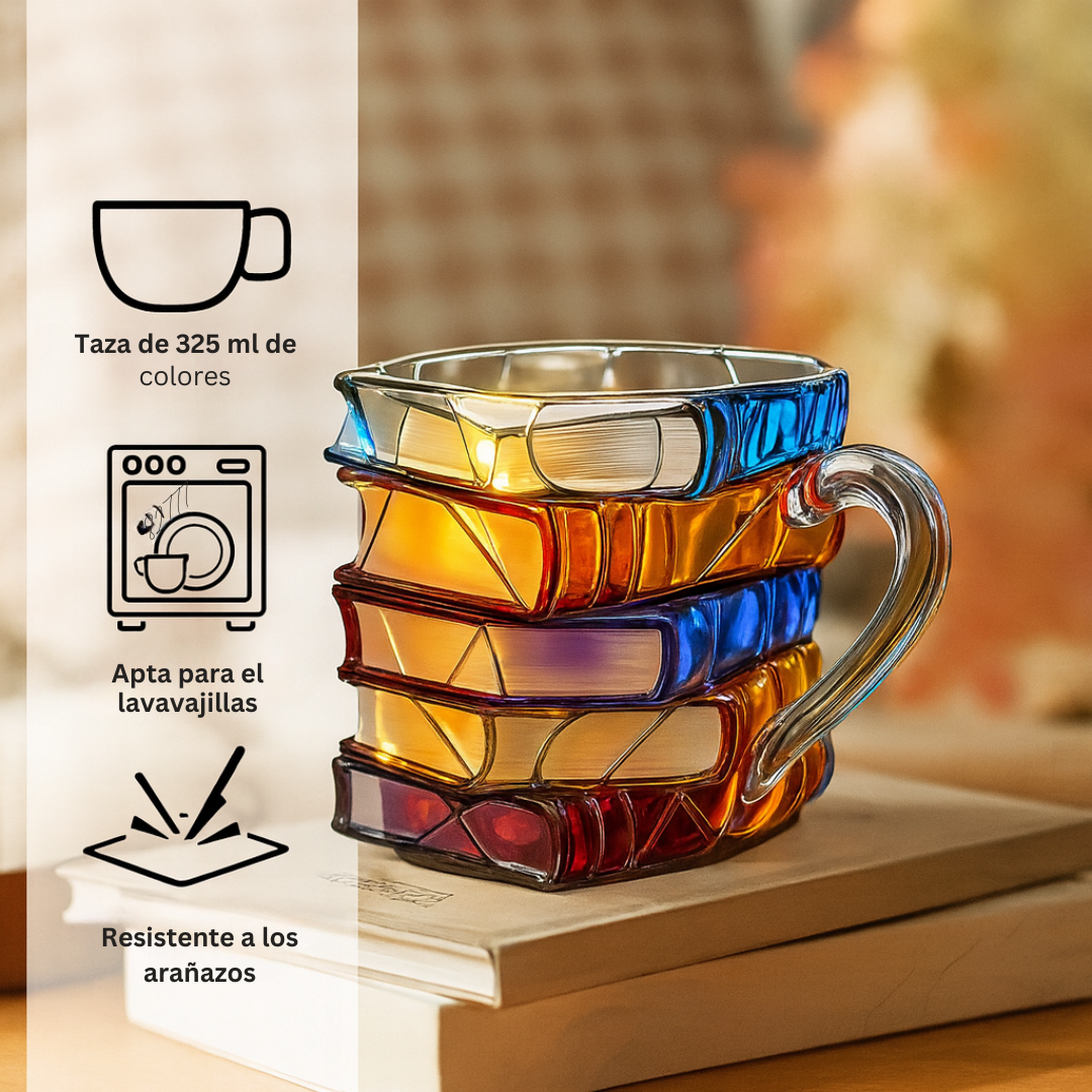 Taza Vitral de Libros 3D