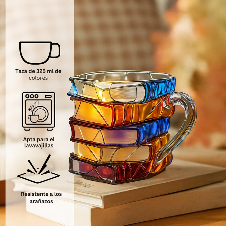 Taza Vitral de Libros 3D