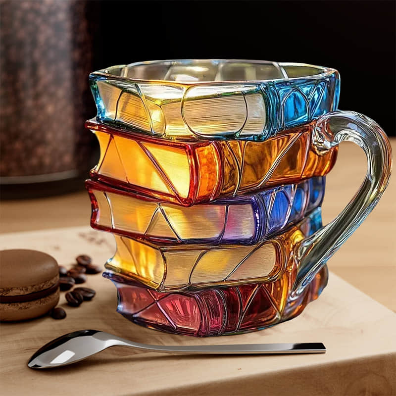 Taza Vitral de Libros 3D