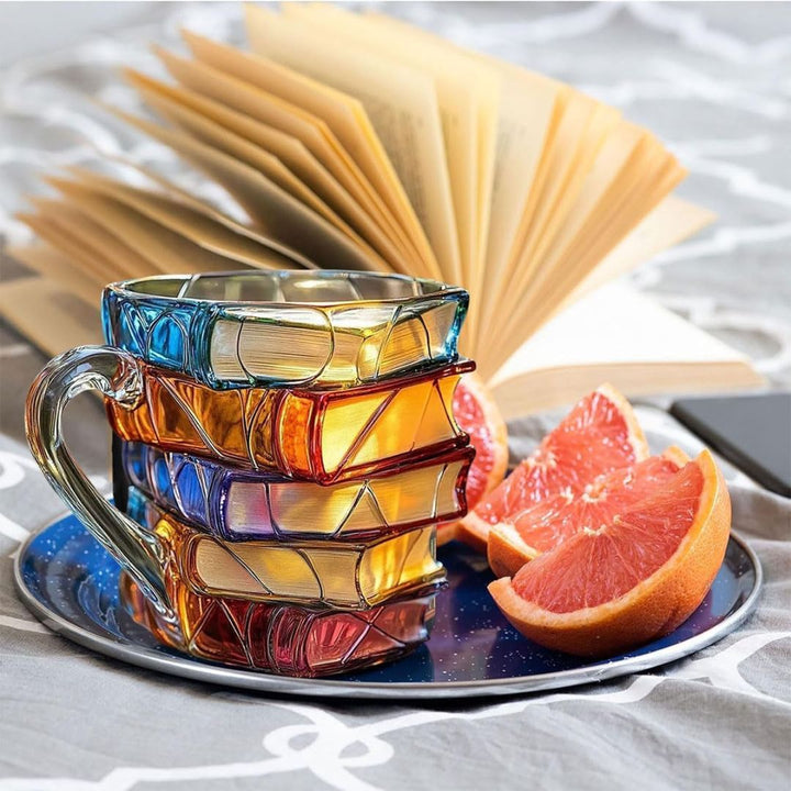 Taza Vitral de Libros 3D