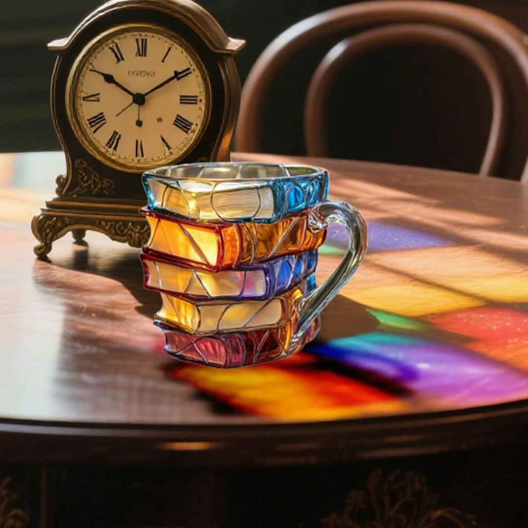 Taza Vitral de Libros 3D