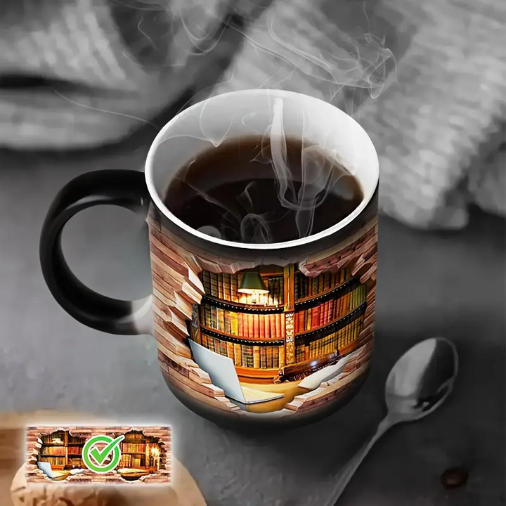 Librería encantadora Taza de cerámica que revela el calor