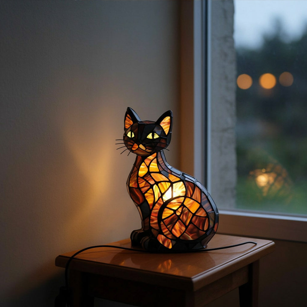 Gato radiante a medianoche